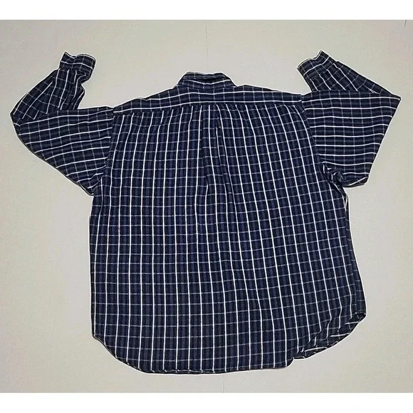 VTG Polo Ralph Lauren Blue Plaid Flannel Shirt Button Down BLAIRE Blue Pony XXL - Picture 8 of 8